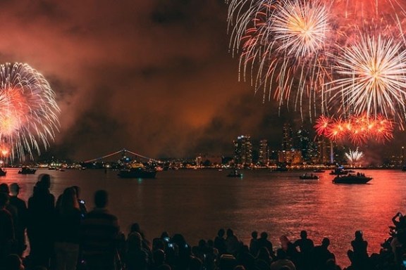 a group of fireworks in the sky